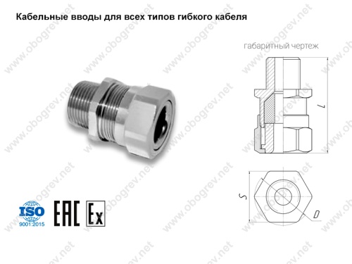 Взрывозащищенный кабельный ввод серии ВН для всех типов кабеля круглого сечения Взрывозащищенный кабельный ввод серии ВН для всех типов кабеля круглого сечения